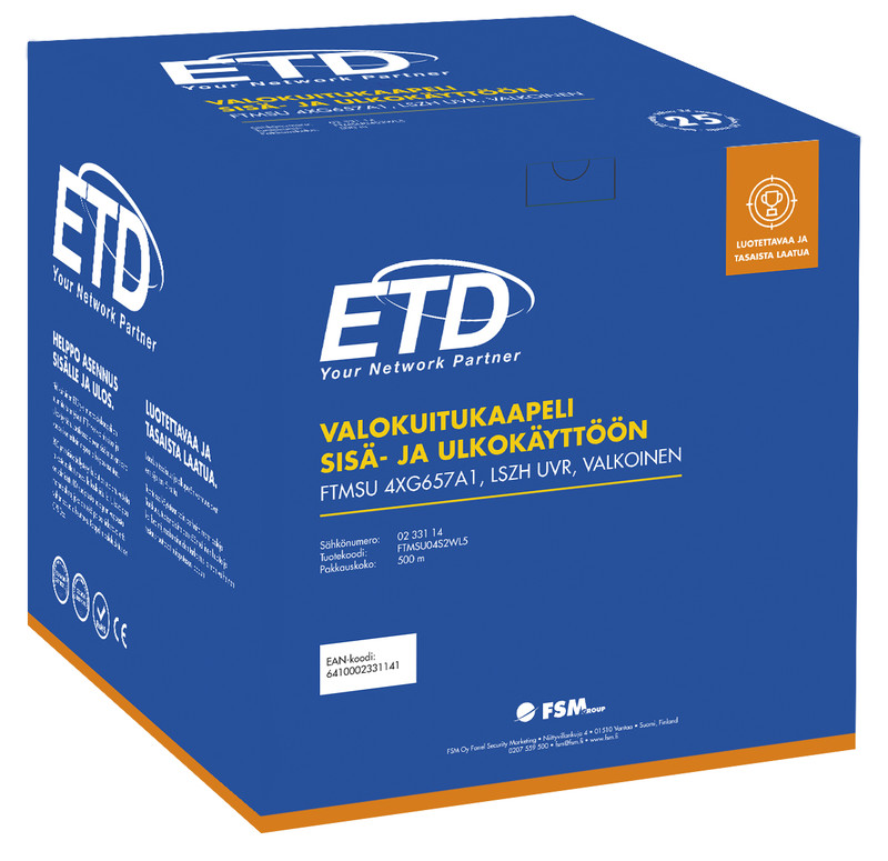 FTTH sisä/ulkokaapeli FTMSU 4xSMT L500